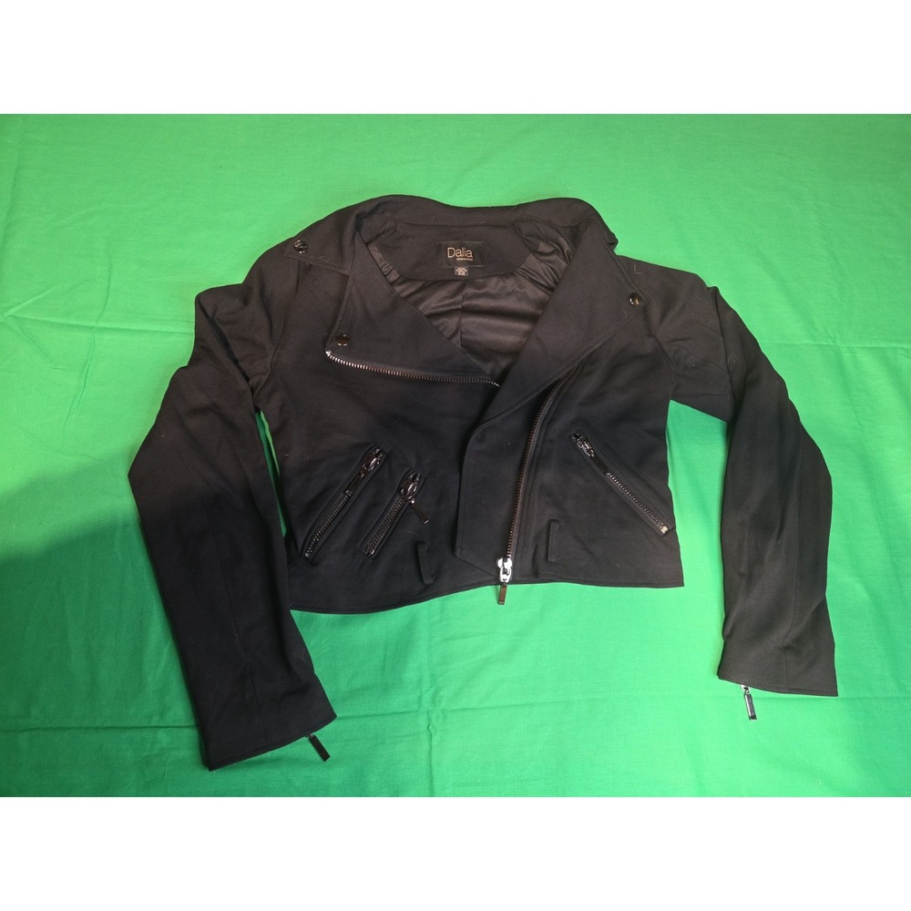 Dalia Classic Cropped Moto Silhouette with Prominent Gunmetal Hardware Jacket
